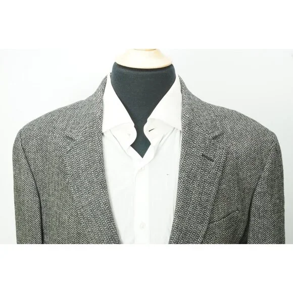 Polo Ralph Lauren Gray Black Herringbone Wool Tweed Sport Coat JAcket 2XL NEW